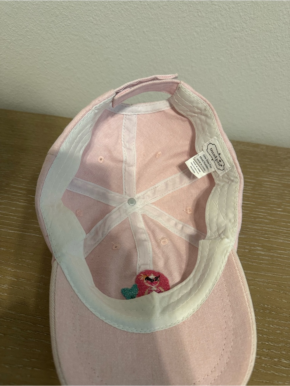 Mermaid Embroidered Pink Toddlers Hat - Mudpie - Picture 5 of 6
